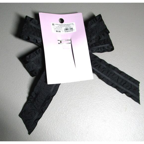 Wild Fable Hair Bow Clip Black Grosgrain Ribbon with Pleated Borders Size Large - Picture 2 of 2